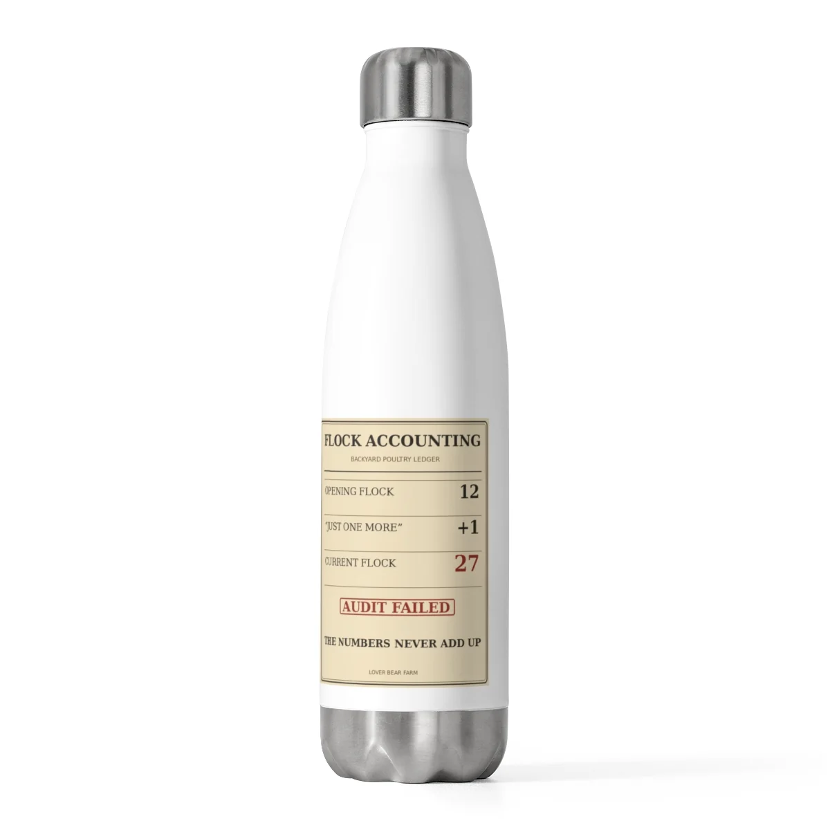 Flock Accounting 20 ounce insulated chicken keeper bottle