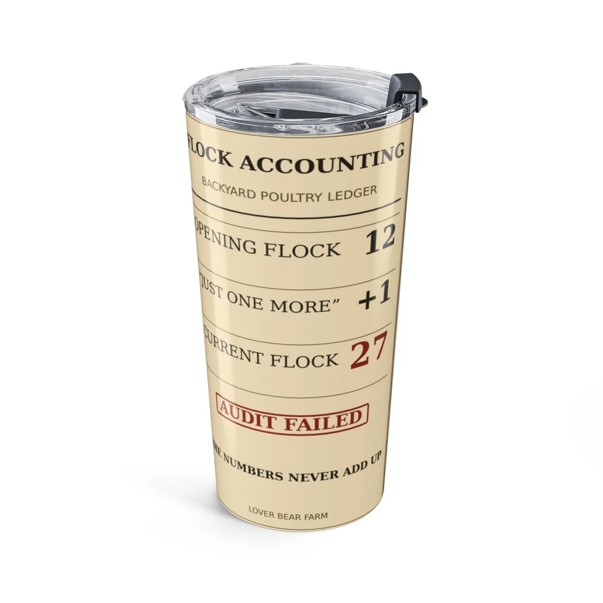 Flock Accounting 20 ounce insulated chicken keeper tumbler